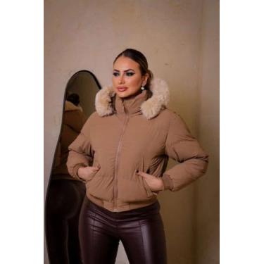 Imagem de Jaqueta Puffer De Microfibra Peluciada Feminina - Krayani, Capuccino, 