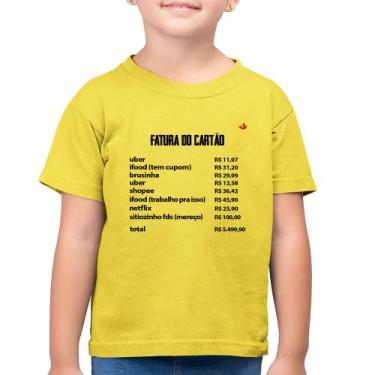 Imagem de Camiseta Algodão Infantil Fatura do Cartão - Foca na Moda, Amarelo can