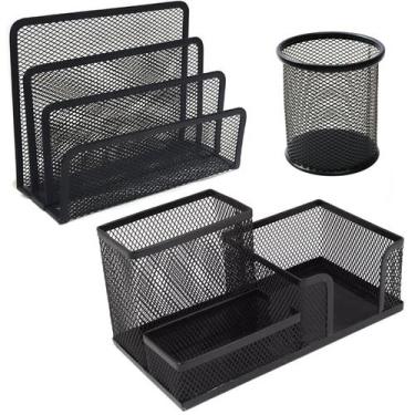Imagem de Kit Organizador de Escritório 3 Peças Porta Lápis Treco Carta  Mesa es