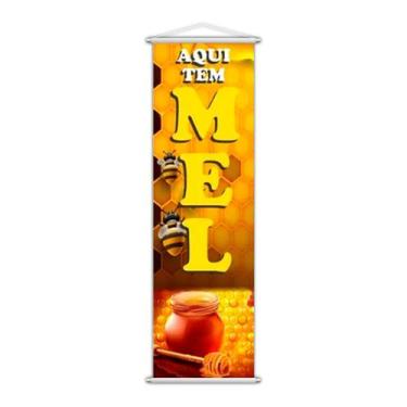 Imagem de Banner Mel Abelha Favo De Mel Aqui Tem Apicultura 100x30cm - PlimShop