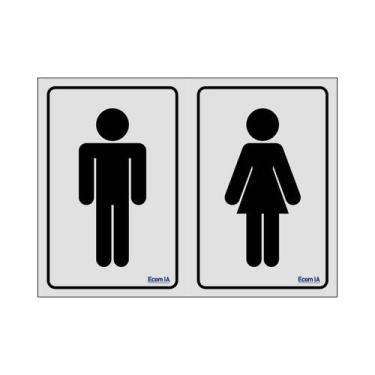 Imagem de Placa De Sinalização Banheiro Masculino / Feminino 20x15 Ecom IA - B-5