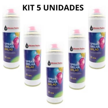 Imagem de Brilha Balão Spray Bexiga Festa Buffet 300ml Decoração 5 Un - SILICONE