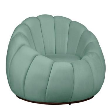 Imagem de Poltrona Decorativa Concha Base Arco Giratória Veludo - Fina Mobília, 