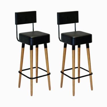 Imagem de Banqueta Alta para Cozinha Barcelona KIT COM 2 Preto - Salaone