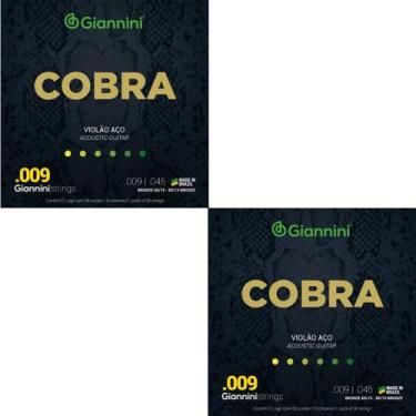 Imagem de Kit 2 Encordoamento Violão Giannini Aço Cobra Bronze GEEWAK 85/15 0.00