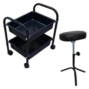 Imagem de Kit Carrinho Auxiliar 2 Band Manicure + Apoio De Pé Parapé - RENOVAR M