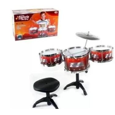 Imagem de Bateria Musical Infantil com 3 tambores+ Banqueta . - toys king