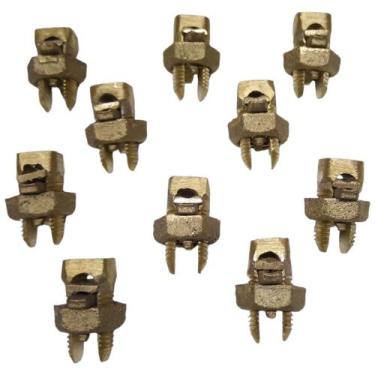 Imagem de Kit 10 Split Bolt de Bronze 35mm Parafuso Fendido para Emenda Cabos Bi