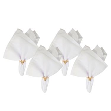 Imagem de Jogo Guardanapo Tecido e Argola Metal Rosê Gold Rena Natal 4 Unidades - Bela Flor