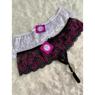 Imagem de Kit 2 Calcinhas Sensual Tailandesa Namoradeira Aberta Pérolas sexy Lin