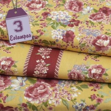 Imagem de Kit de Tecido Nordic Spring Amarelo (50x150) 3 Estampas - Fernando Mal