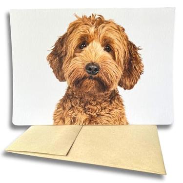 Imagem de Fava Bean Productions Cartão Goldendoodle para todas as ocasiões, Doodle Card Headshot Pose (1 cartão premium, 12,7 x 18 cm, em branco dentro) cartão com cães, cartão com rabisco dourado, presentes