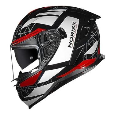 Imagem de Capacete Norisk Strada 2 Evoque Preto Branco e Vermelho Tamanho:56