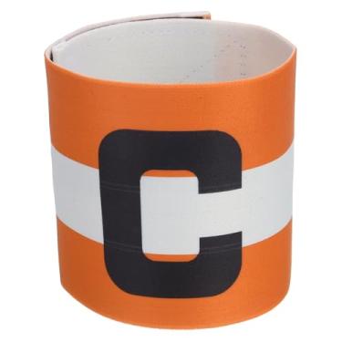 Imagem de PATIKIL Braçadeira de Capitão de Futebol, Braçadeiras de Capitão para Futebol Elástico Capitão C Braçadeiras Esportivas para Jovens Adultos Treinamento de Equipe de Futebol Laranja/Branco