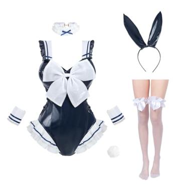 Imagem de CR ROLECOS Bunny Costume Women Bunny Girl Bodysuit Senpai Kawaii One Piece Back Strap Bunny Suit With Bow XL