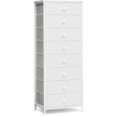 Imagem de Crestlive Products Cômoda alta, torre de armazenamento Fabirc de 8 gavetas, cômoda - Unidade organizadora vertical para quarto, corredor, entrada, berçário, armários - estrutura de aço, topo de