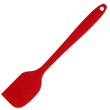 Imagem de Espátula De Silicone 28cm Grande Resistente Ao Calor Reta Antiaderente Utensílio De Cozinha Com Furo No Cabo Para Pendurar (Vermelho)