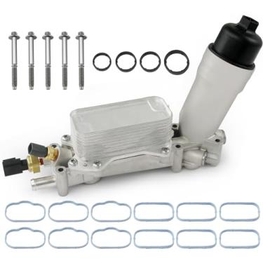 Imagem de Kit de caixa de filtro de óleo de motor de alumínio atualizado 926-959 com sensores de refrigerador de óleo e juntas compatíveis com Chrysler 200 300 2011-2016, Dodge Charger Challenger Journey