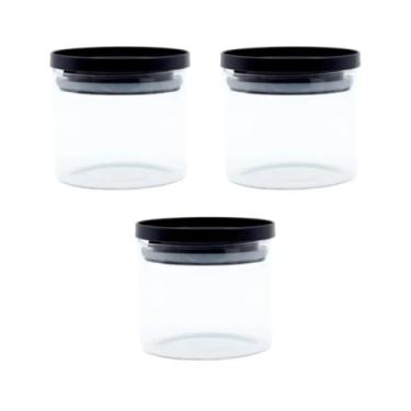 Imagem de Conjunto de Potes De Vidro, 3 Peças, Com Tampa Hermética 500ml Redondo Organizador De Mantimentos Temperos Escritex