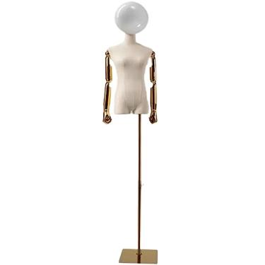 Imagem de Multiuso Manequim de criatividade Manequim de meio corpo Corpo de manequim feminino com suporte de metal Cabeça de bola galvanizada Design para exibição de artesanato Janela