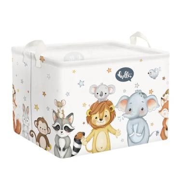 Imagem de Clastyle Cute Animals Cesto de lavanderia para bebês, cesta de armazenamento infantil, caixa de presente dobrável, grande, organizador de roupas, cesto de berçário para quarto, estrela, 40 x 30 x 30