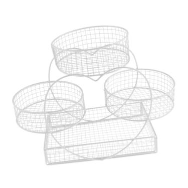 Imagem de Bothyi Cesta de frutas em camadas Fruteira Suporte para frutas Multiuso de cozinha Suporte de malha de ferro para frutas para sala de jantar, Branco