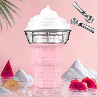 Imagem de Máquina de sorvete elétrica, máquina de sorvete multifuncional multiuso para gelato caseiro, sorvete, congelado, rampa de ingredientes embutida, fácil de limpar e armazenar