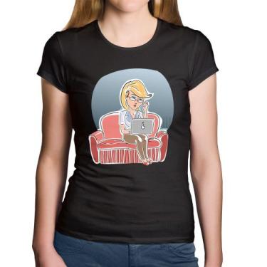 Imagem de Baby Look Algodão Home Office - Foca na Moda, Preto, M