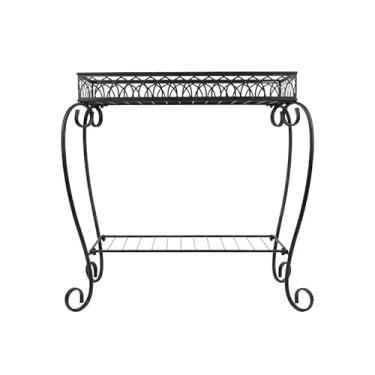 Imagem de Vaso de metal com 2 camadas, suporte de plantas para vasos pequenos, vaso preto