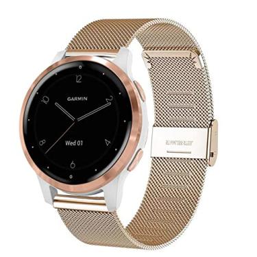 Imagem de ViCRiOR Band Compatible with Garmin Vivoactive 4S / Venu 2S/ Vivomove 3S, 18mm Mesh Woven Stainless Steel Wrist Bracelet Bands Strap for Fossil Gen Women's 5E / Gen 6 / Q Venture Gen 4 HR, Rose Gold