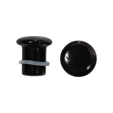 Imagem de Pierced Owl Plugues de alargador simples de pedra obsidiana preta natural com anéis de vedação transparentes, vendidos como um par, Pedra, Sem pedras preciosas