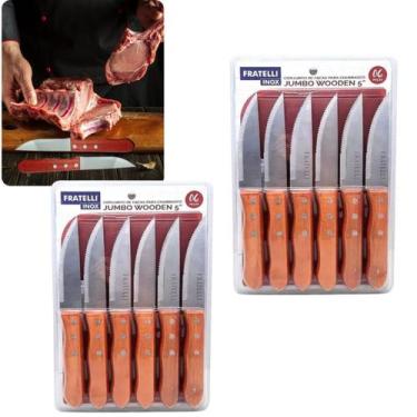 Imagem de Kit com Facas Para Churrasco Jumbo 12 Peças Aço Inox - Fratelli
