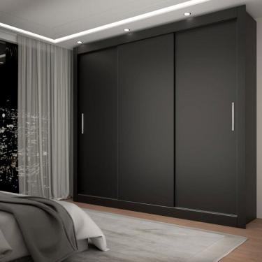 Imagem de Guarda-Roupa Casal Del Plata 3 Portas 4 Gavetas Preto - Panorama Móveis