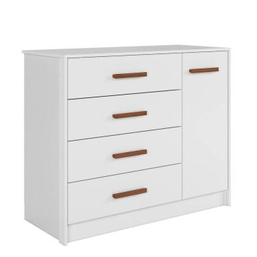 Imagem de Cômoda P/ Roupas Quarto infantil Bebê 4 Gavetas 1 Porta Pérola