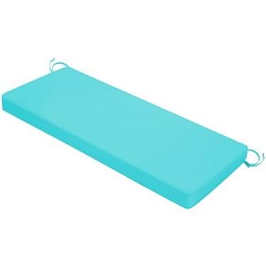 Imagem de Mrsenloi Almofada de banco para ambientes externos 121 x 45 x 7 cm com laços, almofadas de balanço grossas à prova d'água para varanda de móveis de pátio, almofada de cadeira de substituição para sofá