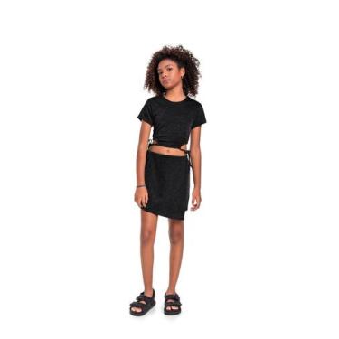 Imagem de Conjunto Blusa Cropped e Short-Saia em Malha Lurex Juvenil Gloss, 12