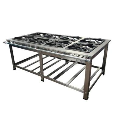 Imagem de Fogão Industrial 8 Bocas Cefaz Linha Gold Inox 430 Baixa Pressão I430-