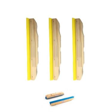 Imagem de Rodo De Madeira DSR 40cm Duplo Sem Cabo Kit 3