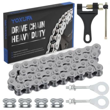 Imagem de YOXUFA 420 42 Links Corrente de acionamento Jackshaft com ajustador tensor de disjuntor de corrente para Coleman CT200U CT200U-EX BT200X Baja Warrior MB200 Trailmaster Massimo Predator 212cc 196cc 6,5hp Mini peças de bicicleta