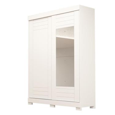 Imagem de Guarda Roupa Solteiro França Com Espelho 2 Portas 100% Mdf Linhamobília Branco