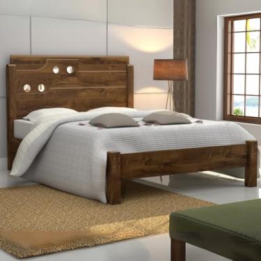 Imagem de Cama Luiza em MDF de Casal p/Colchões 1,88cm com Estrado Resistente e Moderno - Marrom