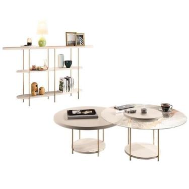 Imagem de Aparador Infinity e Mesas de Centro Sky com Tampo de Vidro e em MDF - 