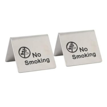 Imagem de 2pcs Lateral Duplo, Não Fumando Cartões de Sinal, Indicador de Logotipo da Barraca de Metal Sinais de Não Fumar para Clubes de Hotel Em Restaurantes