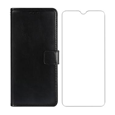 Imagem de KJYFOANI Capa carteira para Asus ROG Phone 9 Pro + protetor de tela de vidro temperado, capa flip de couro com suporte para cartão de crédito para Asus ROG Phone 9 Pro (6,7 polegadas) - preta