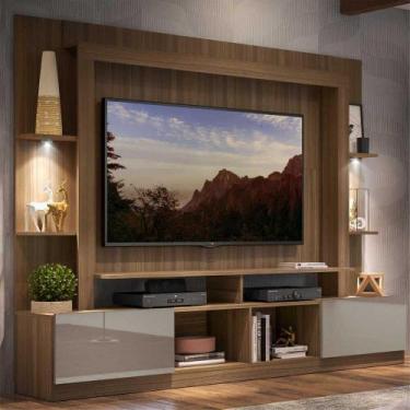 Imagem de Estante TV 65" com Leds Berlim Multimóveis V3392, Madeirado/Lacca Fumê
