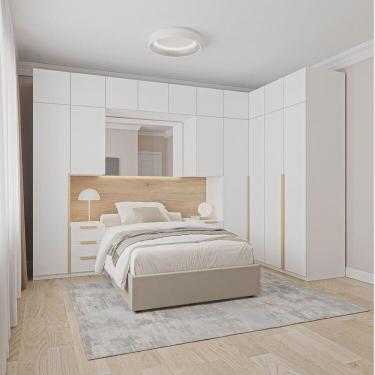 Imagem de Guarda-roupa Modulado 12 Peças 12 Portas 2 Mesas de Cabeceira Jade Cabecasa Madeiramadeira