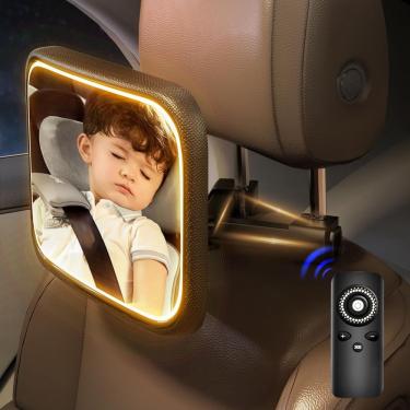 Imagem de Espelho de carro de bebê Semxnly com luz recarregável com controle remoto