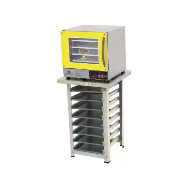 Imagem de Kit - Forno Turbo Elétrico Fast Oven PRP-004 Plus 220V Amarelo + Bancada MES-004 + 8 Assadeiras - Progás