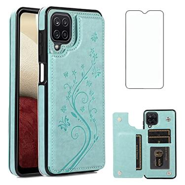 Imagem de Capa de celular para Samsung Galaxy A42 5G com protetor de tela de vidro temperado, suporte para cartão, carteira, acessórios de couro para celular Glaxay A 42 G5 Gaxaly 42A S42 4G 2021 Capas para mulheres menina verde