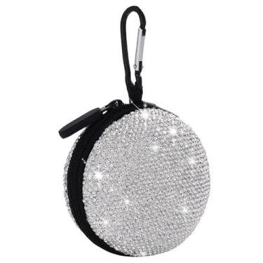 Imagem de Capa para fones de ouvido, capa redonda de strass, fone de ouvido pequeno de luxo, portátil de viagem para fones de ouvido, suporte multiuso para fone de ouvido, cabo USB para fone de ouvido